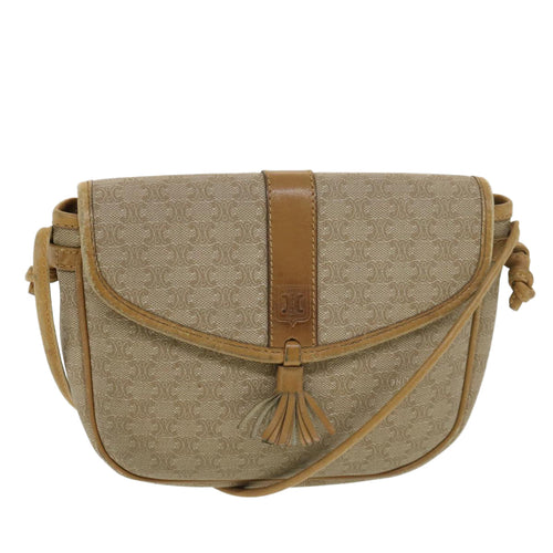 CELINE Macadam Canvas Shoulder Bag PVC Leather Beige  39182