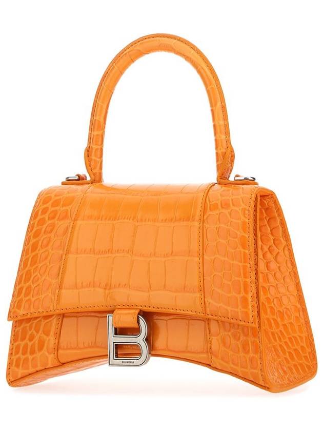 Balenciaga Hourglass Crocker Print Leather Tote Bag Orange