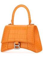 Balenciaga Hourglass Crocker Print Leather Tote Bag Orange