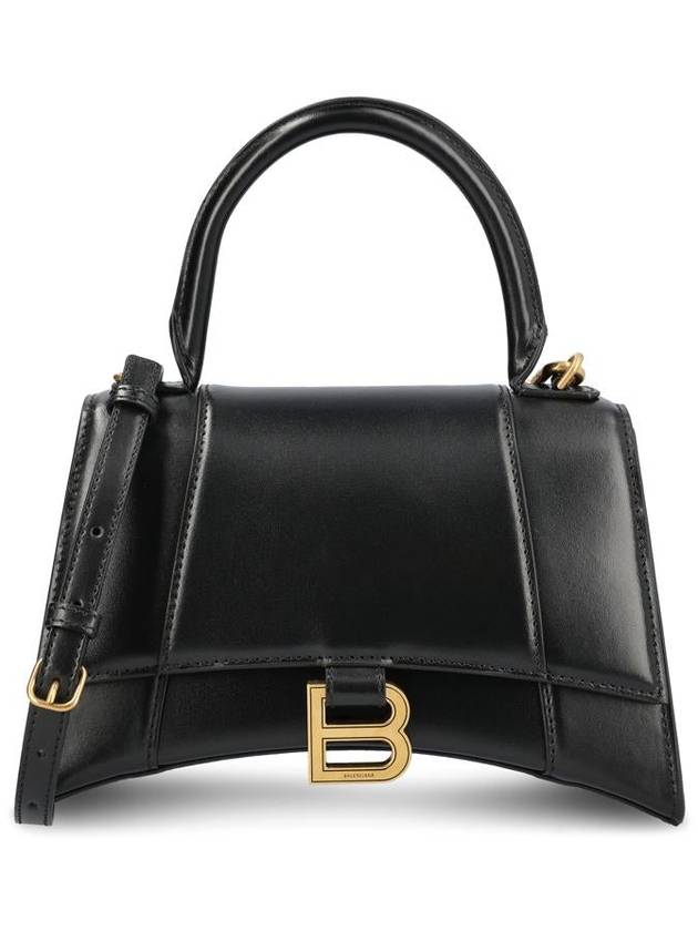 Balenciaga Hourglass Small Tote Bag in Shiny Box Calfskin Black