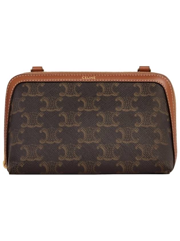 CELINE Triomphe Chain Clutch Bag Tan