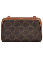 CELINE Triomphe Chain Clutch Bag Tan