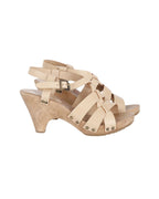 Chloe Strappy Sandals in Beige Leather