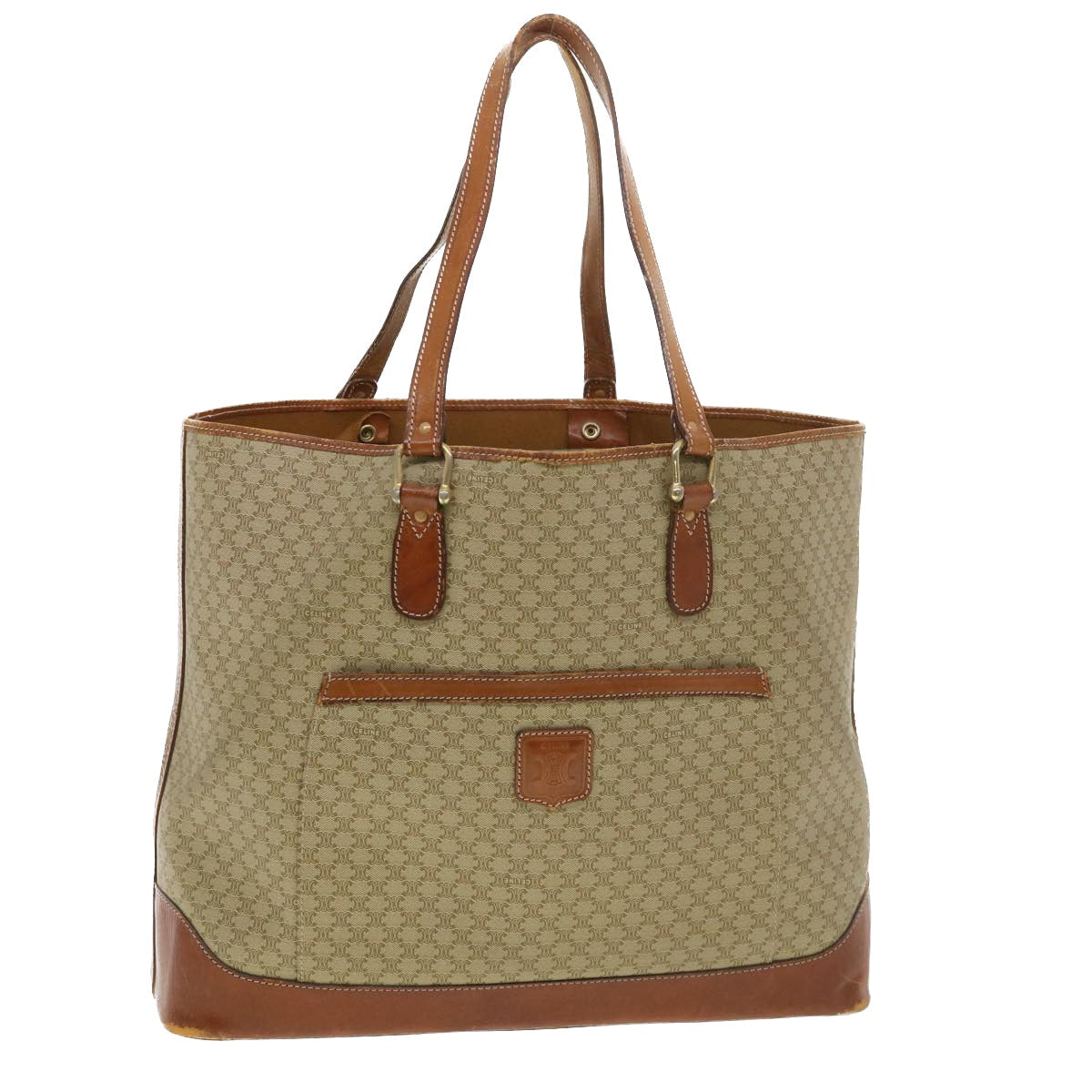 CELINE Macadam Canvas Tote Bag Beige  39385