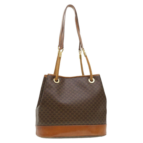 CELINE Macadam Canvas Shoulder Bag PVC Leather Brown  39461