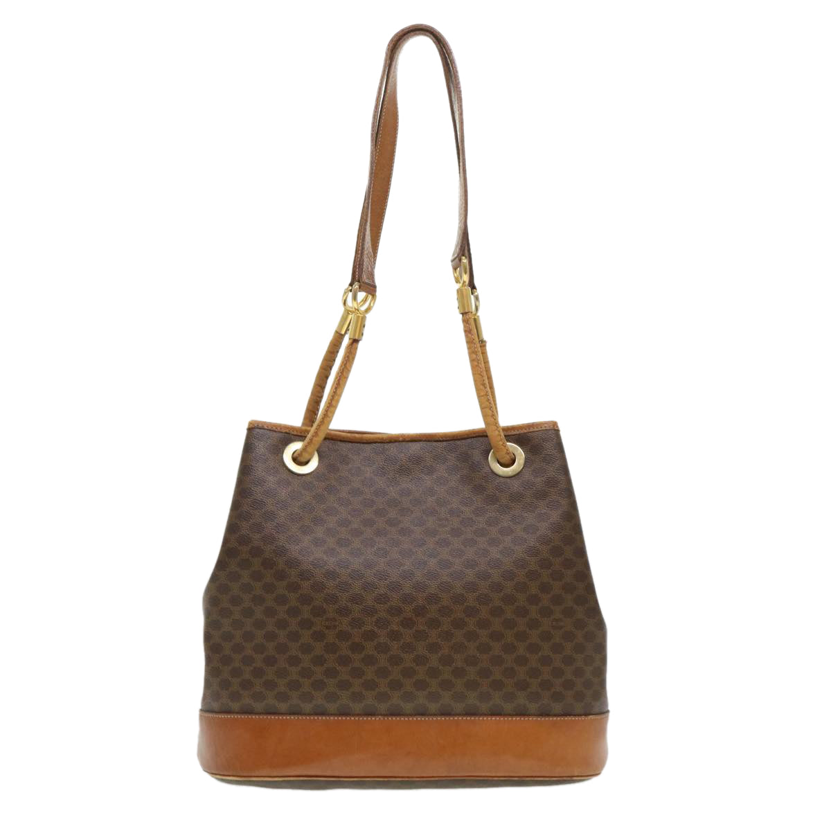 CELINE Macadam Canvas Shoulder Bag PVC Leather Brown  39461