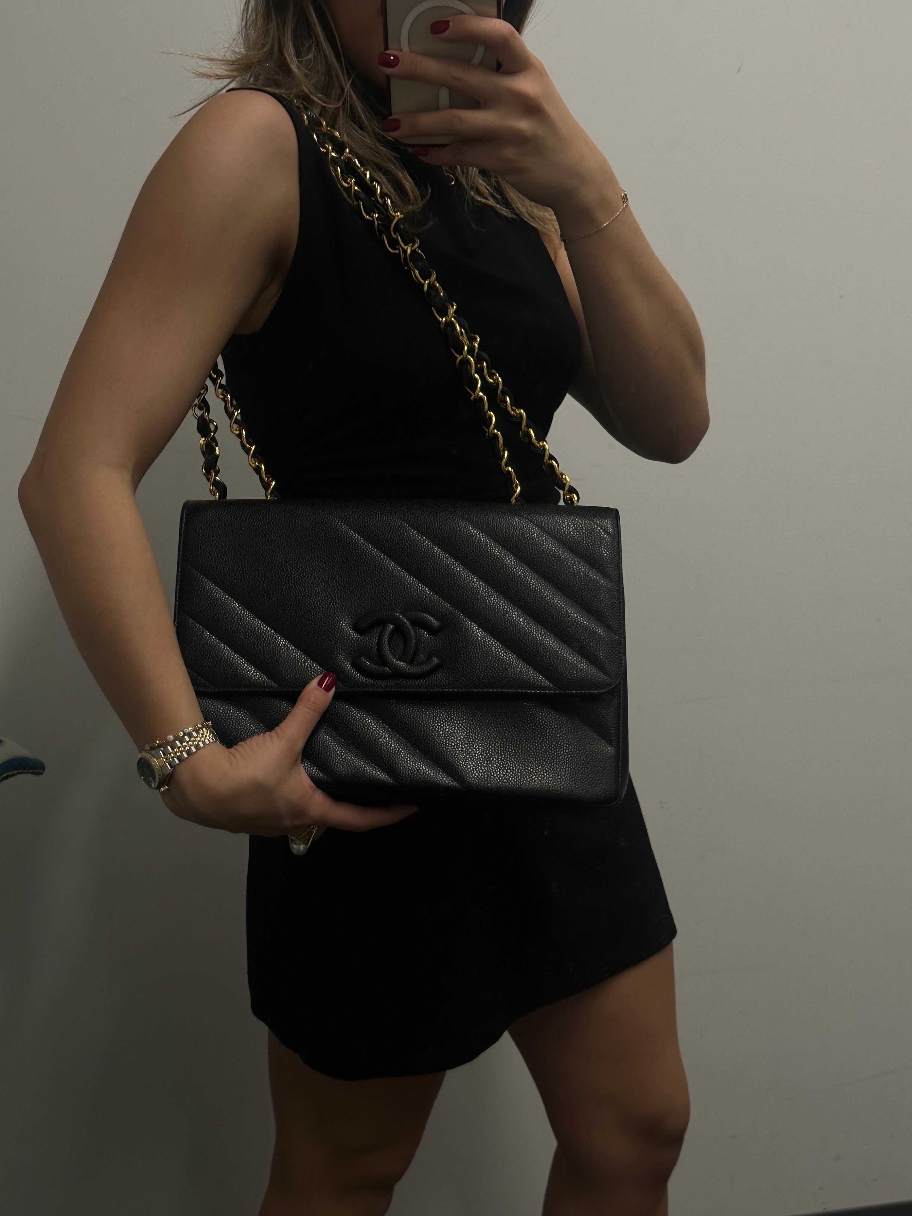 CHANEL-  1995 Straight Flap Jumbo shoulder bag