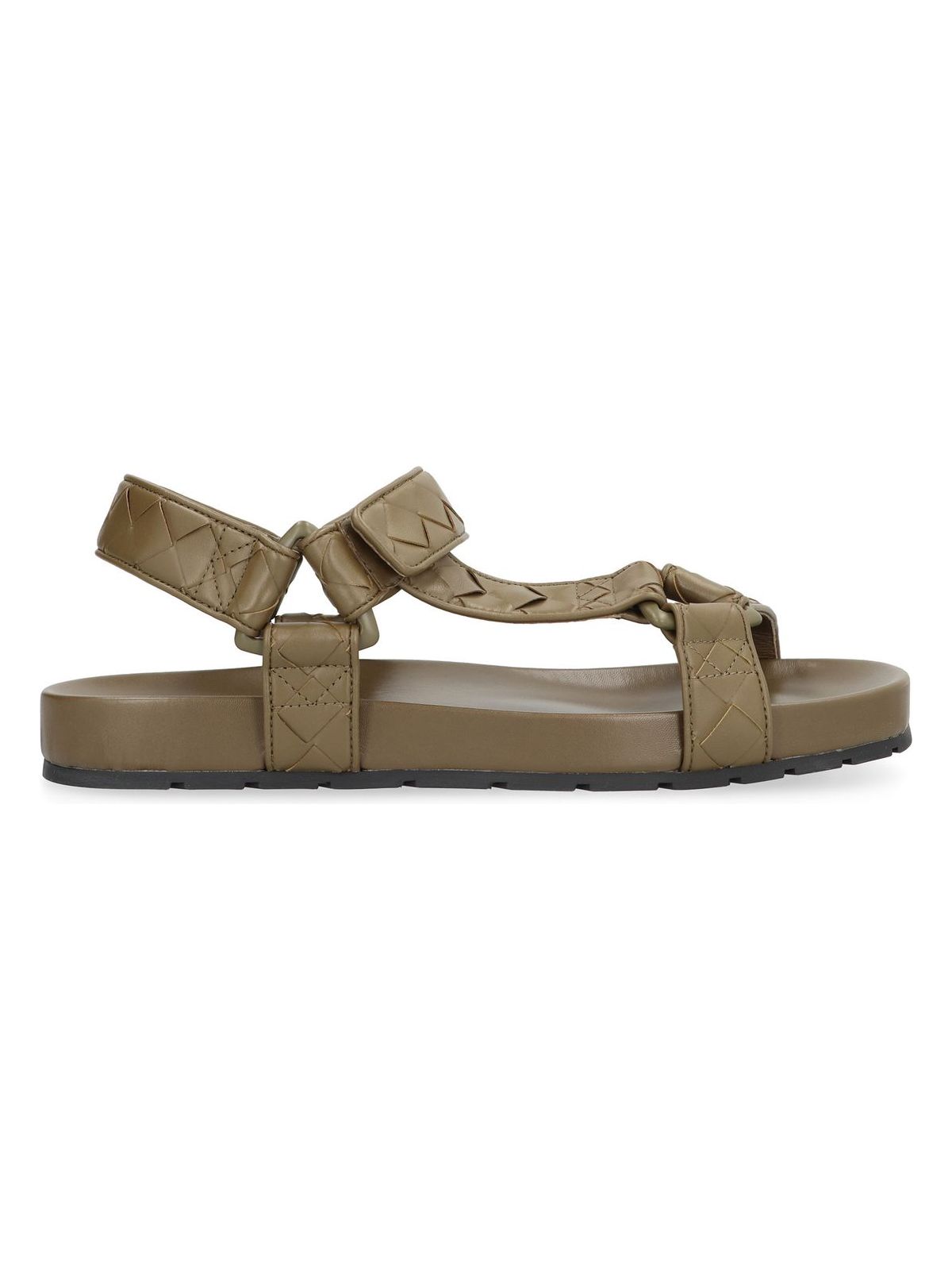 Bottega Veneta Men's Trip Leather Sandals in Green | Size 43 | 775305V3HB0 Color 2844