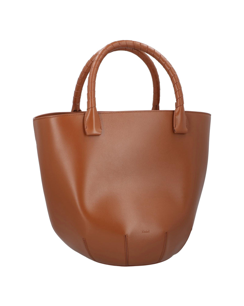 Chloe Woody Small Leather Tote Women Brown | Brown Tote Bags