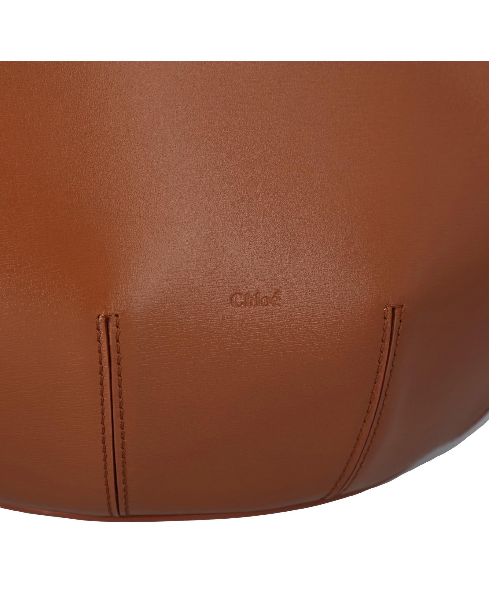 Chloe Woody Small Leather Tote Women Brown | Brown Tote Bags