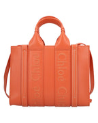 Chloe Woody Small Tote Embroidered Women Orange | Orange Tote Bags