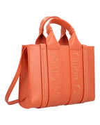 Chloe Woody Small Tote Embroidered Women Orange | Orange Tote Bags