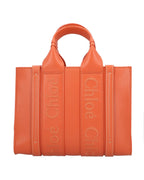 Chloe Woody Small Tote Embroidered Women Orange | Orange Tote Bags