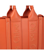 Chloe Woody Small Tote Embroidered Women Orange | Orange Tote Bags