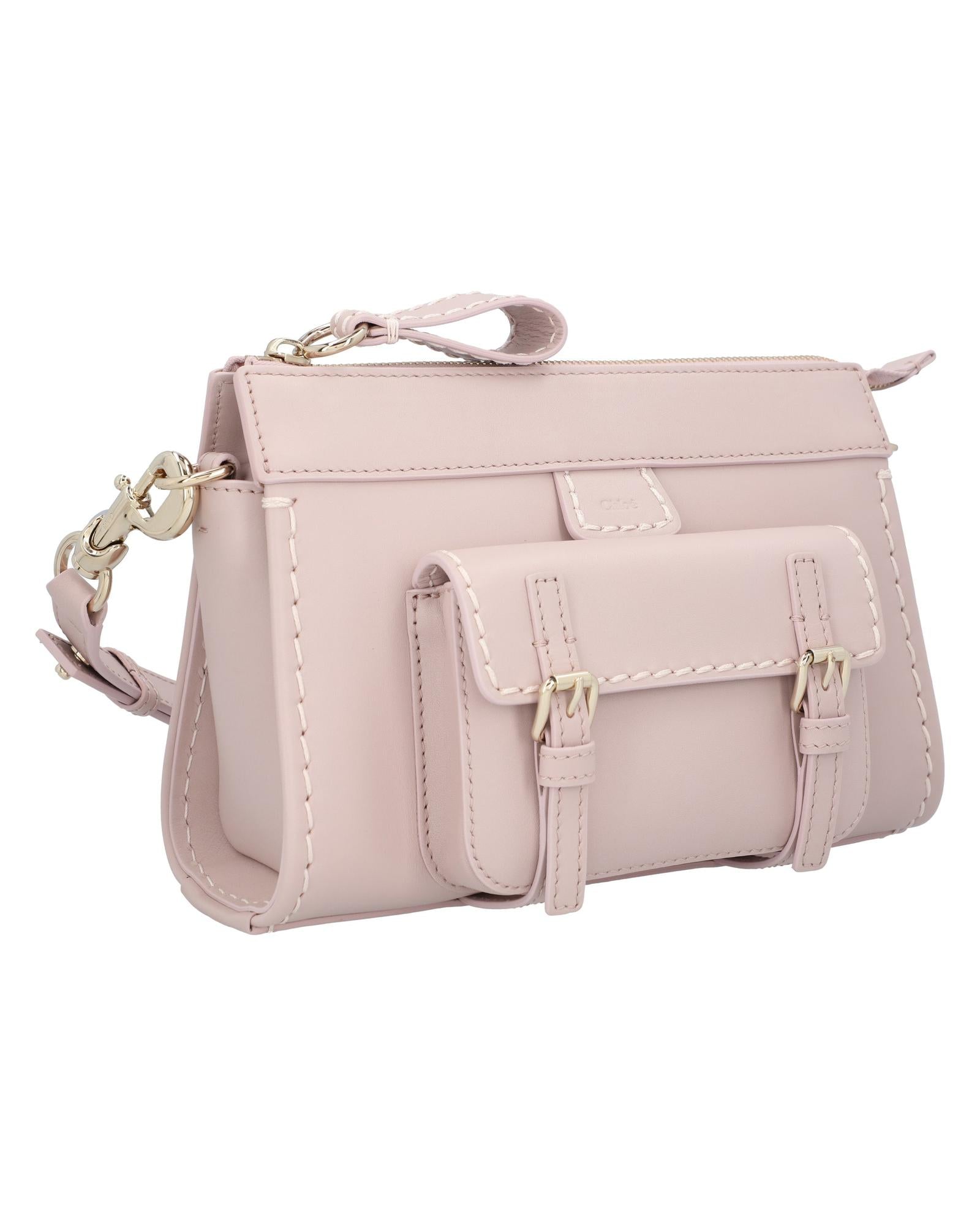 Chloe Mini Leather Crossbody Bag Women Brown | Beige Shoulder Bags