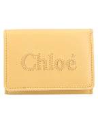 Chloe Embroidered Leather Trifold Wallet Women Yellow | Yellow Wallets & Pouches