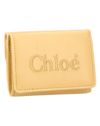 Chloe Embroidered Leather Trifold Wallet Women Yellow | Yellow Wallets & Pouches