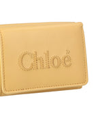 Chloe Embroidered Leather Trifold Wallet Women Yellow | Yellow Wallets & Pouches