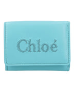 Chloe Chlo Embroidered Leather Wallet Women Blue | Blue Wallets & Pouches