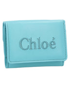 Chloe Chlo Embroidered Leather Wallet Women Blue | Blue Wallets & Pouches