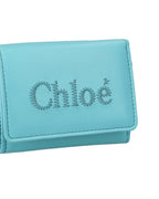 Chloe Chlo Embroidered Leather Wallet Women Blue | Blue Wallets & Pouches