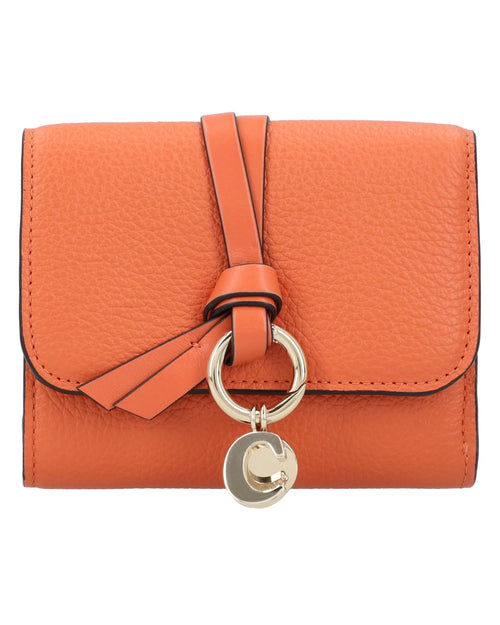 Chloe Alphabet Mini Wallet Leather Women Orange | Orange Wallets & Pouches