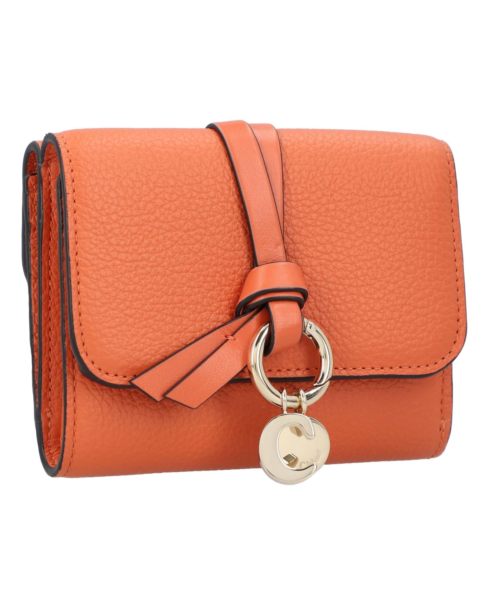 Chloe Alphabet Mini Wallet Leather Women Orange | Orange Wallets & Pouches