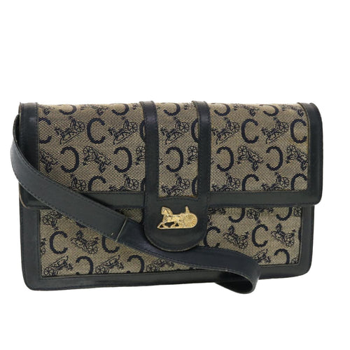 CELINE C Macadam Canvas Shoulder Bag Navy  39617