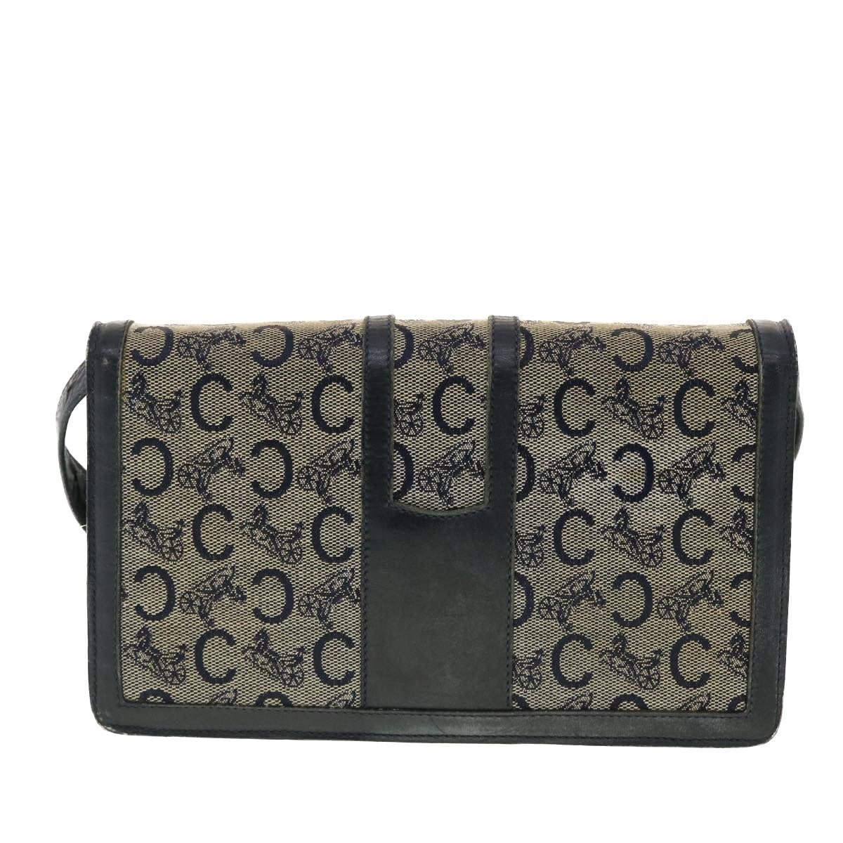 CELINE C Macadam Canvas Shoulder Bag Navy  39617