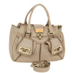 CELINE Hand Bag Leather 2way Beige  39619