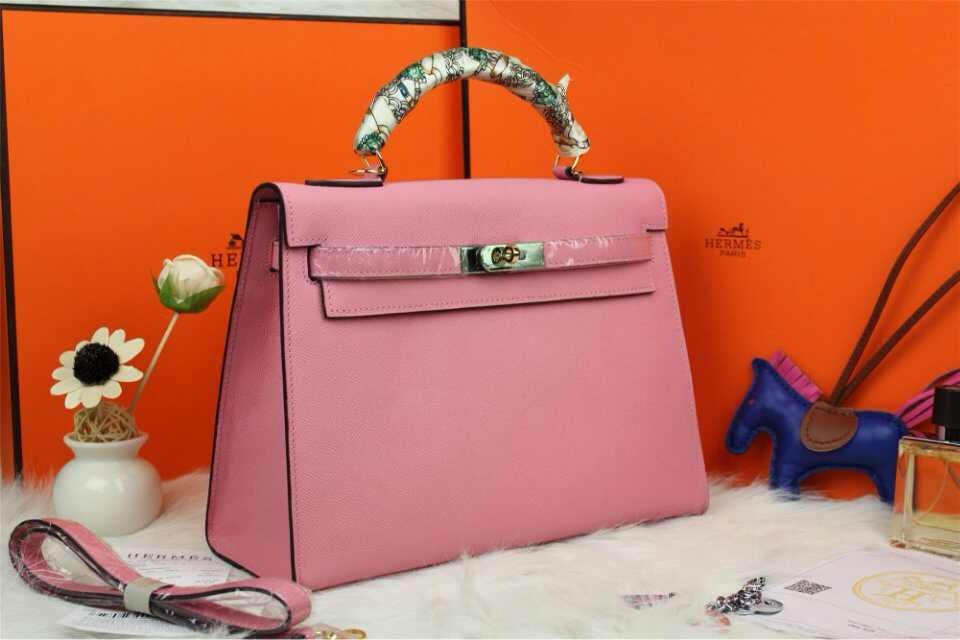 Hermes Kelly 32cm Epsom Leather Handbag Pink