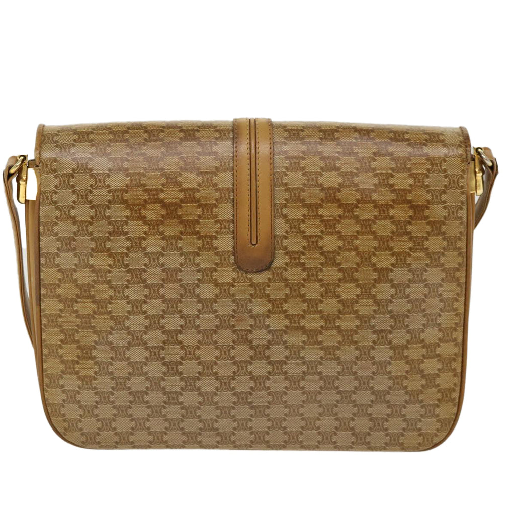 CELINE Macadam Canvas Shoulder Bag PVC Leather Beige  39942