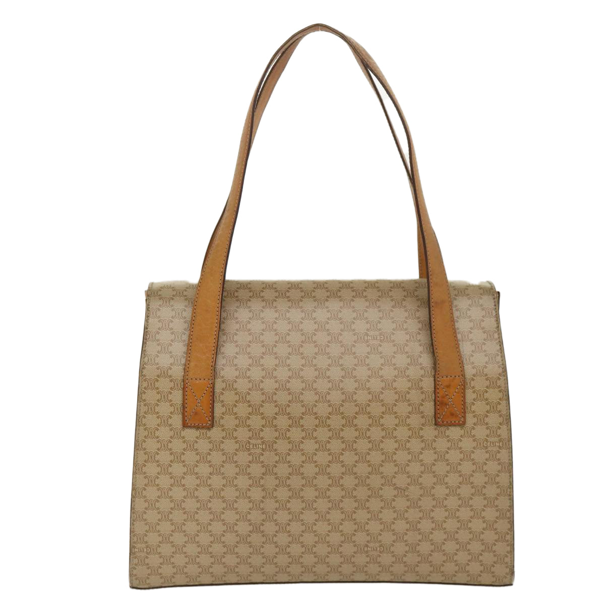 CELINE Macadam Canvas Shoulder Bag PVC Leather Brown Beige  39943