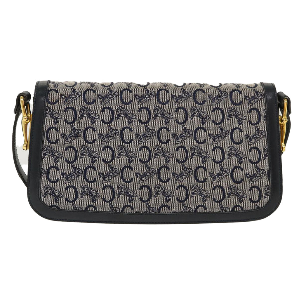 CELINE C Macadam Canvas Horse Carriage Shoulder Bag Navy  39947