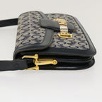 CELINE C Macadam Canvas Horse Carriage Shoulder Bag Navy  39947