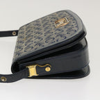 CELINE C Macadam Canvas Horse Carriage Shoulder Bag Navy Auth 39948