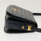 CELINE C Macadam Canvas Horse Carriage Shoulder Bag Navy Auth 39948