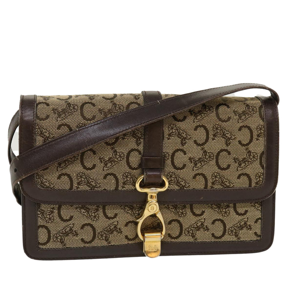 CELINE C Macadam Canvas Horse Carriage Shoulder Bag Brown  39949