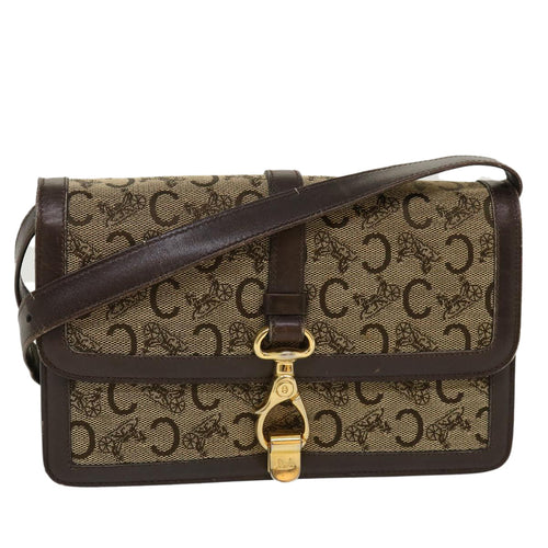 CELINE C Macadam Canvas Horse Carriage Shoulder Bag Brown  39949