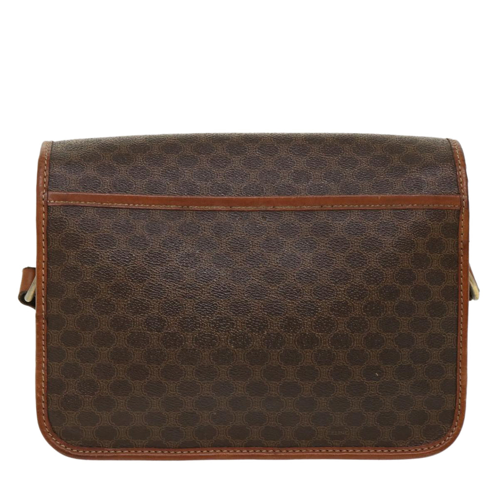 CELINE Macadam Canvas Shoulder Bag PVC Leather Brown  39968