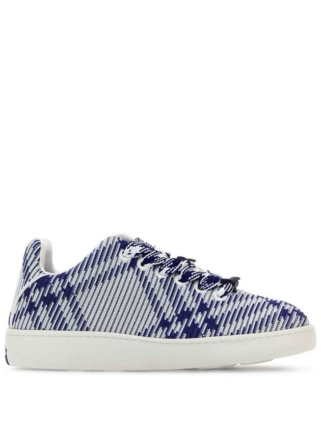 Burberry Box Check Print Leather Low Top Sneakers Royal Blue