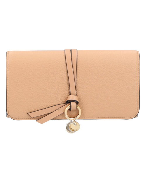 Chloe Alphabet Leather Wallet Women Brown | Beige Wallets & Pouches