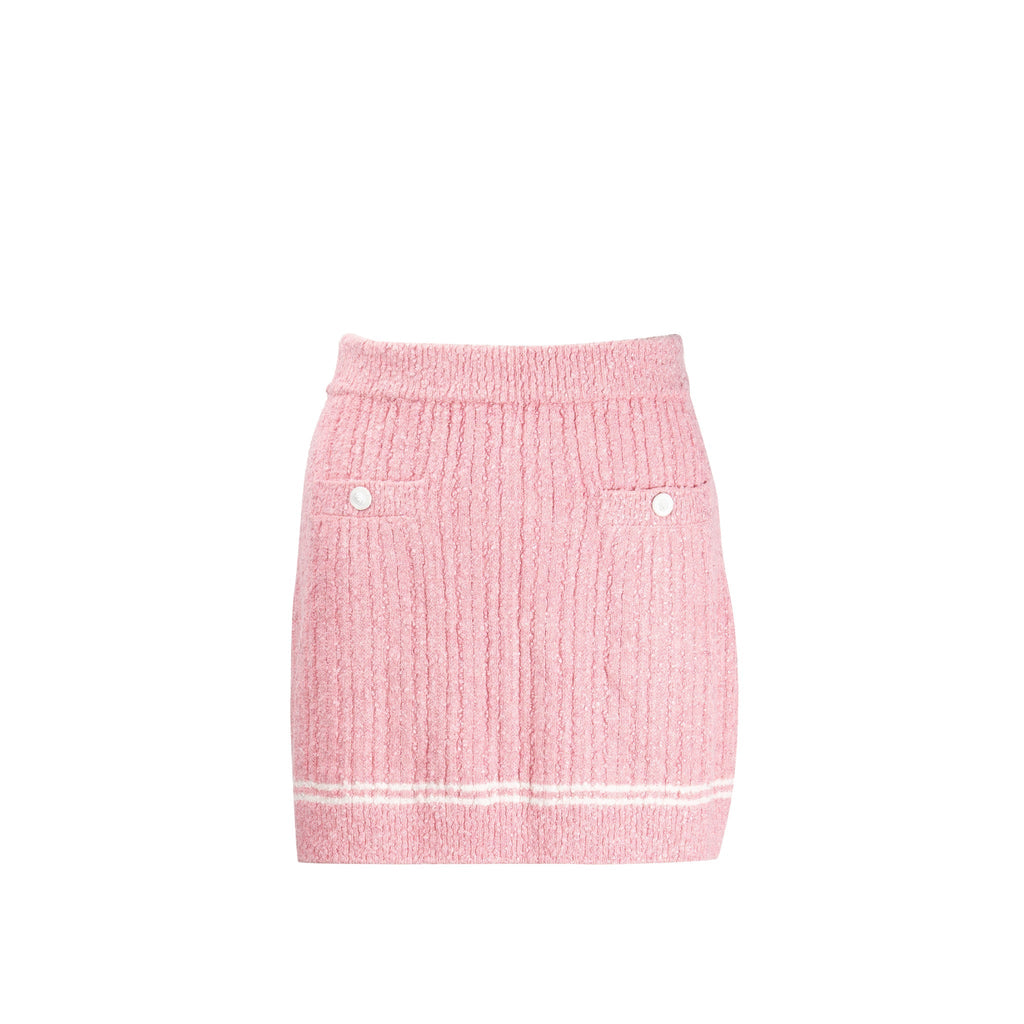 Chanel Size 36 22P Knit Skirt Viscose/Cotton/Polyamide Light Pink
