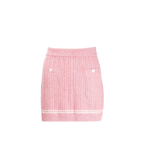 Chanel Size 36 22P Knit Skirt Viscose/Cotton/Polyamide Light Pink