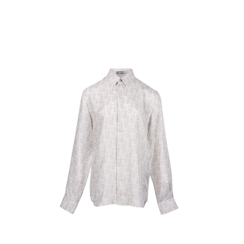 DIOR Homme Size 39 Dior Oblique Shirt Silk Light Grey/White