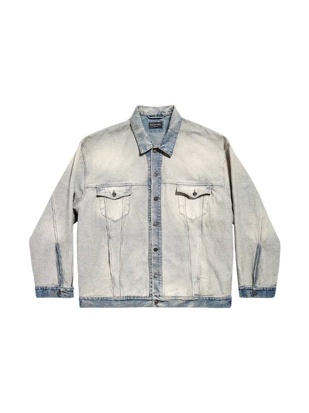 Balenciaga Oversized Washed Denim Jacket Blue