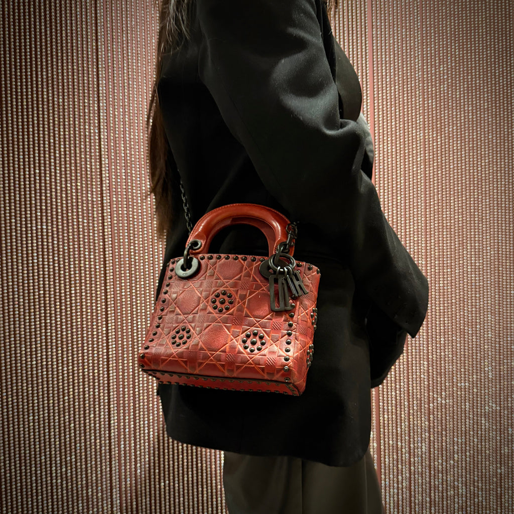 Christian Dior Cruise Collection Mini Studded Flower Ladydior Bag