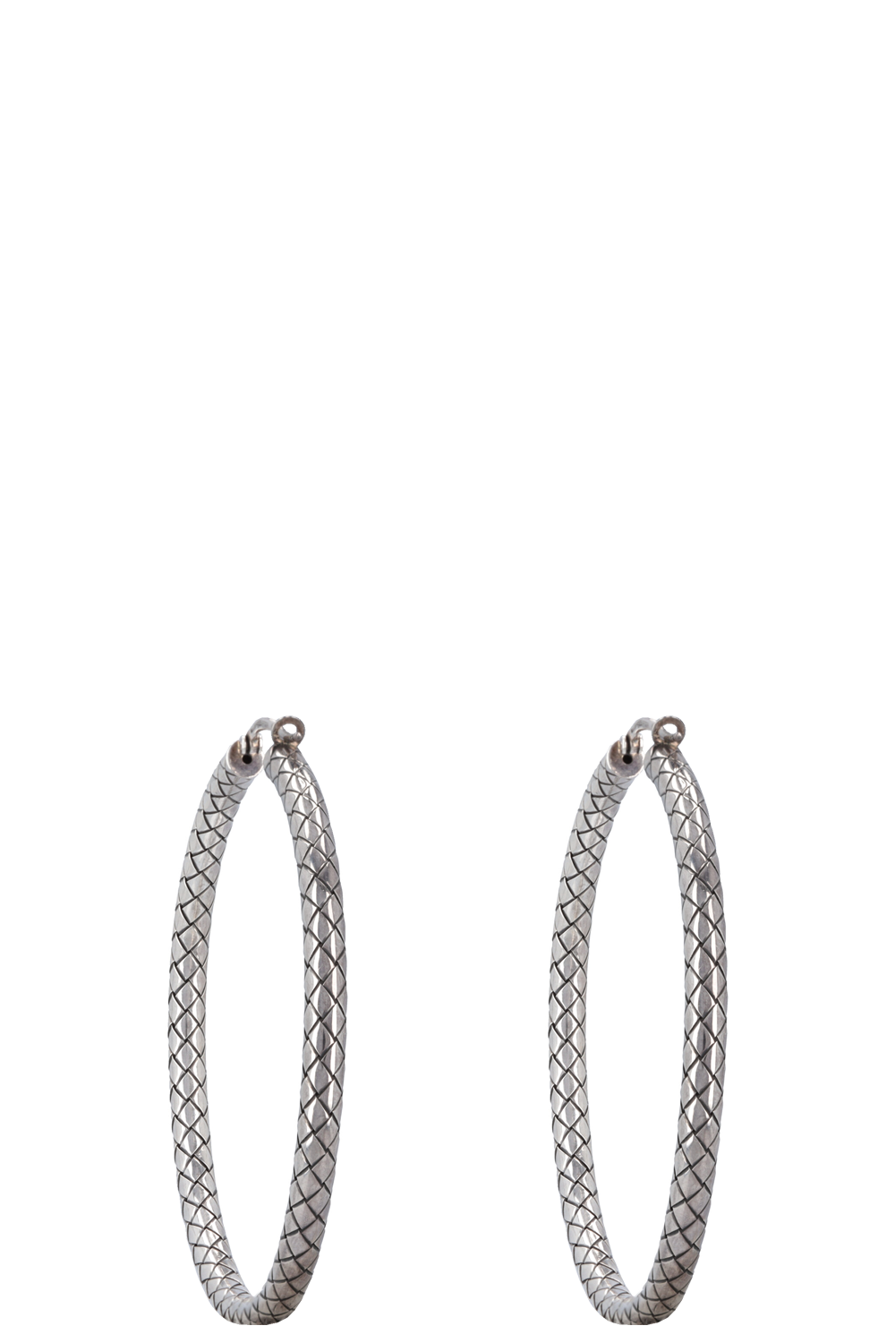 BOTTEGA VENETA Intrecciato Hoop Earrings Silver
