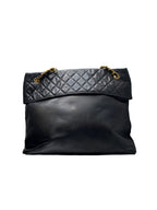 CHANEL- Quilted Black Lamb Chain Tote Shoulder Bag