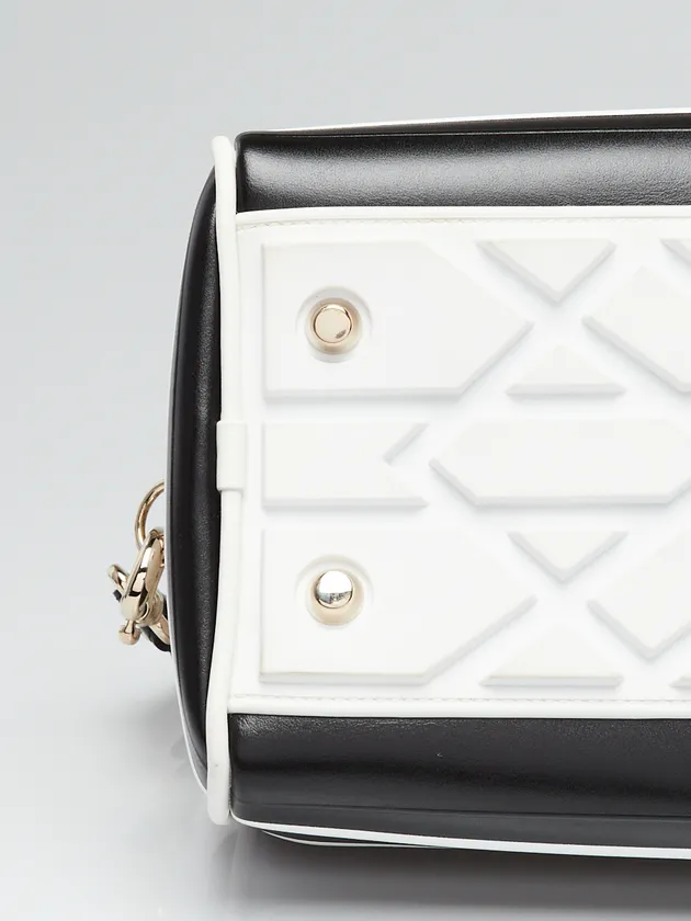 CHRISTIAN DIOR Black/White Quilted Leather Mini Vibe Bowling Bag